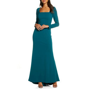 Eliza J Square Neck Long Sleeve Mermaid Gown Size 6
